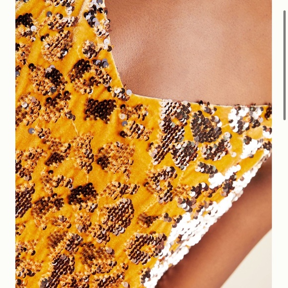 Anthropologie Esther Sequined Gold Cami Sz Medium - Picture 3 of 5
